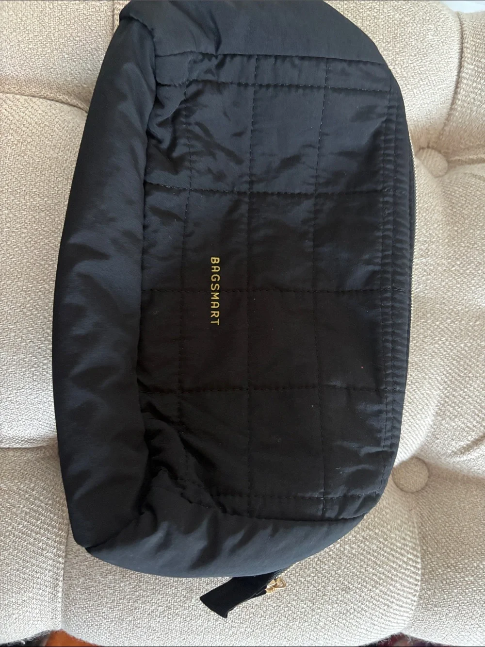 BAGSMART Large Black Quilted Cosmetic Pouch